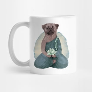 meditating pug with lotus flower 2 Mug